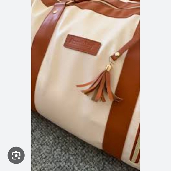 Jenni Cream and Brown Travel Duffle Bag - Picture 3 of 6